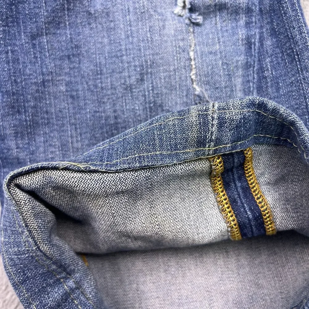 Vintage True Religion Jeans Yellow Stitching Flap Pocket USA Made 34x25 (Hemmed)